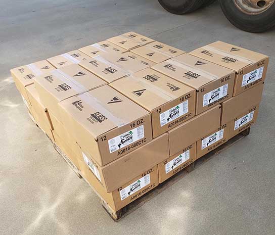 A pallet of Deep Fork Foods' Candied Jalapeños is ready for shipment from the company's Oklahoma facility.