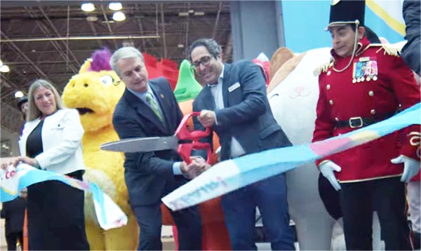 Cutting the ribbon to open the 118th Toy Fair last September