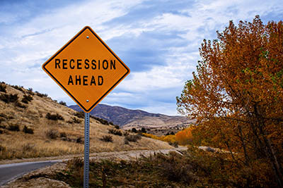 Recession Ahead Road Sign